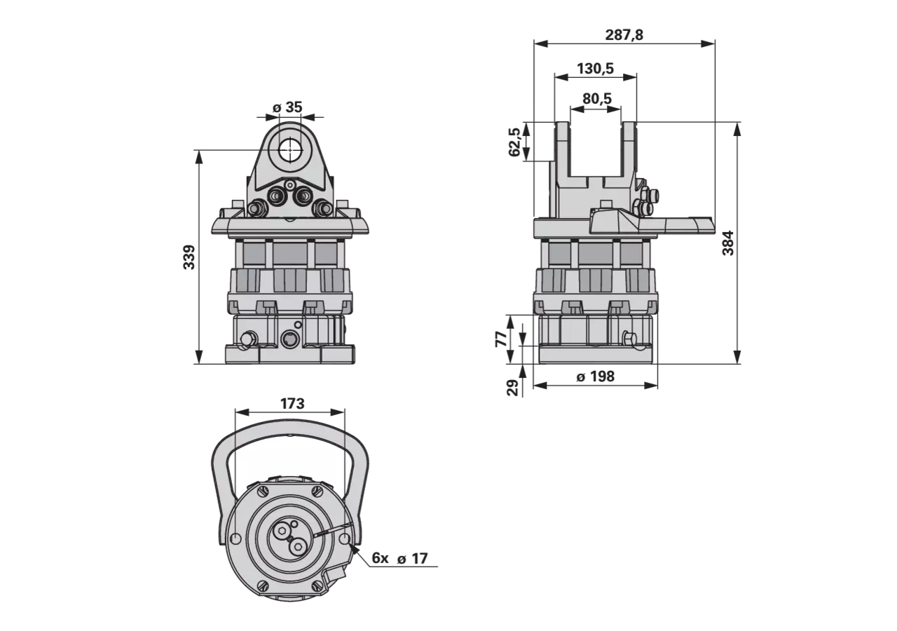 Rotator CRH 800 Doppellager, Flansch LK 173 mm Finn-Rotor