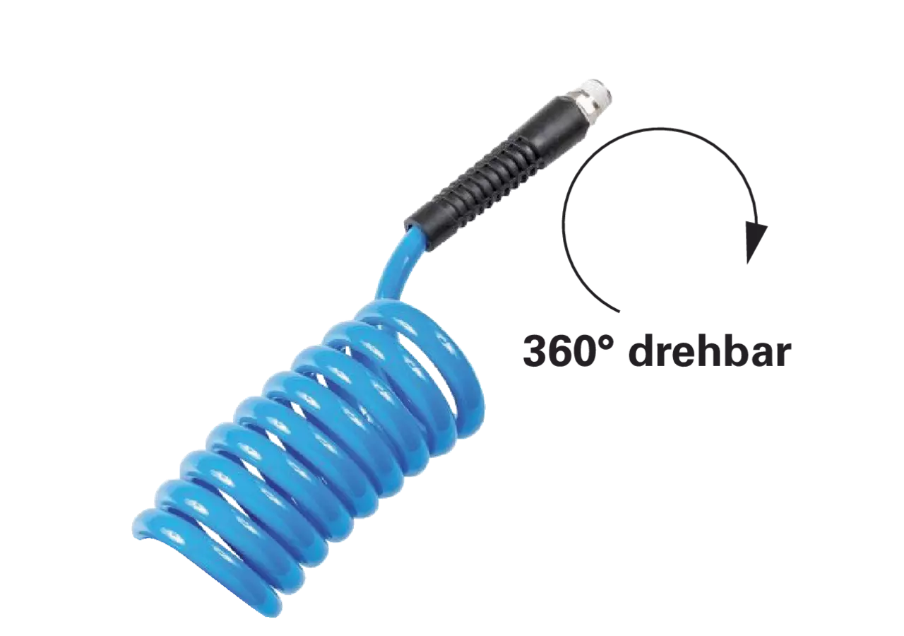 Spiralschlauch PU 8x5 G1/4 4 m 1x Anschluss drehbar GartenShop24 - Hochwertige Gartengeräte