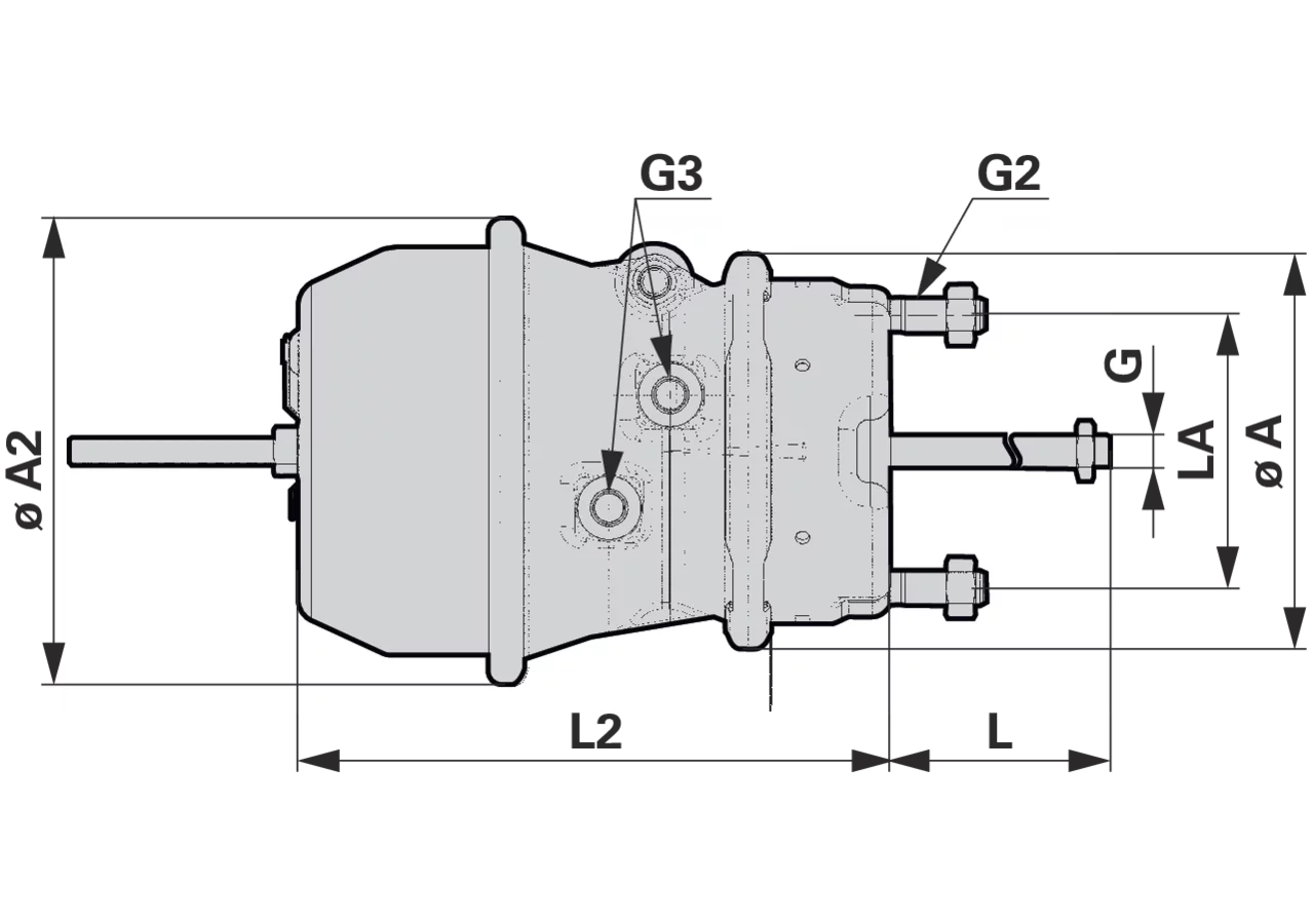 Doppelmembranzylinder 20/30 Zoll, 75 mm Hub Wabco 9253751100 Wabco