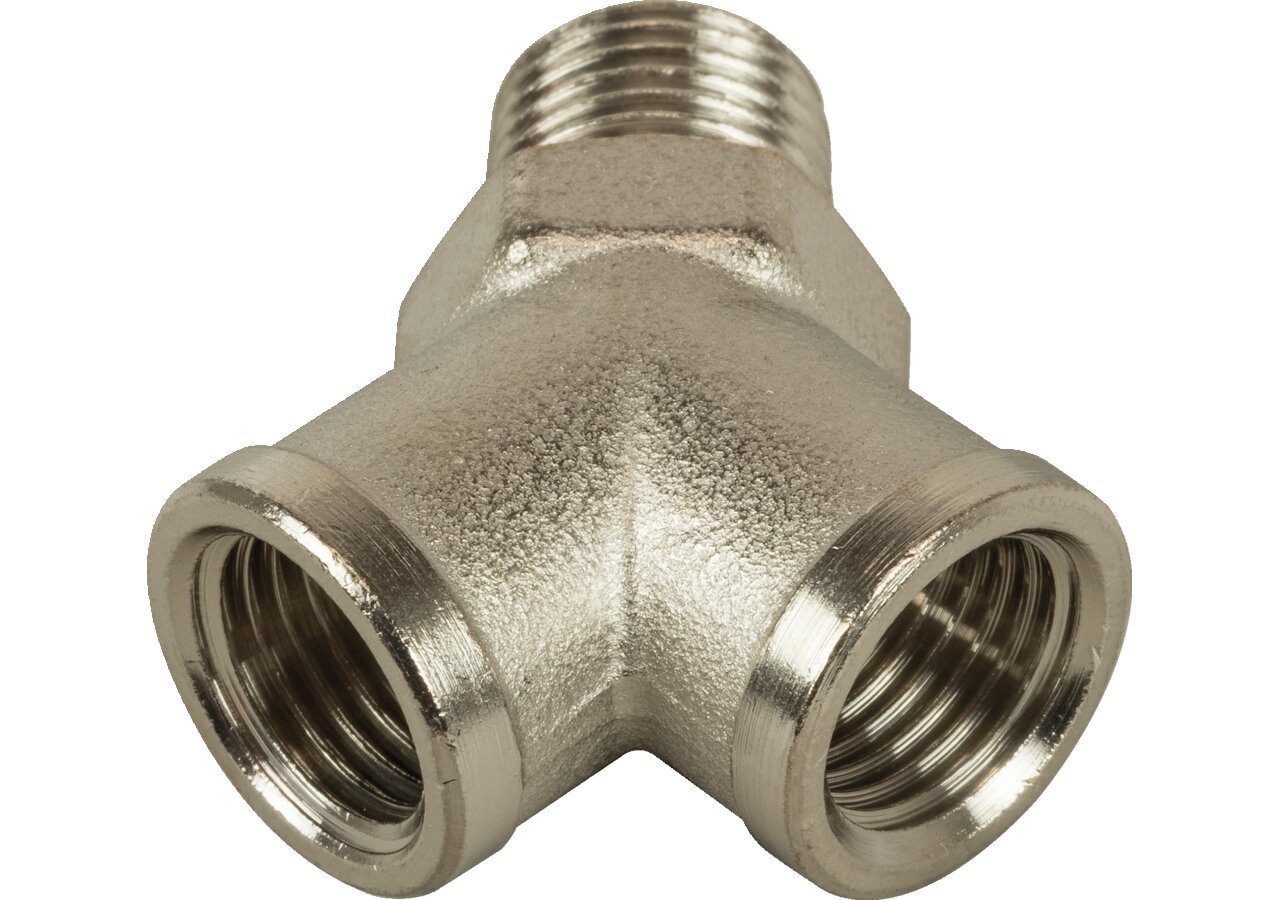 Y-Einschraubverschraubung 1/2 mit konischem AG Messing vernickelt GartenShop24