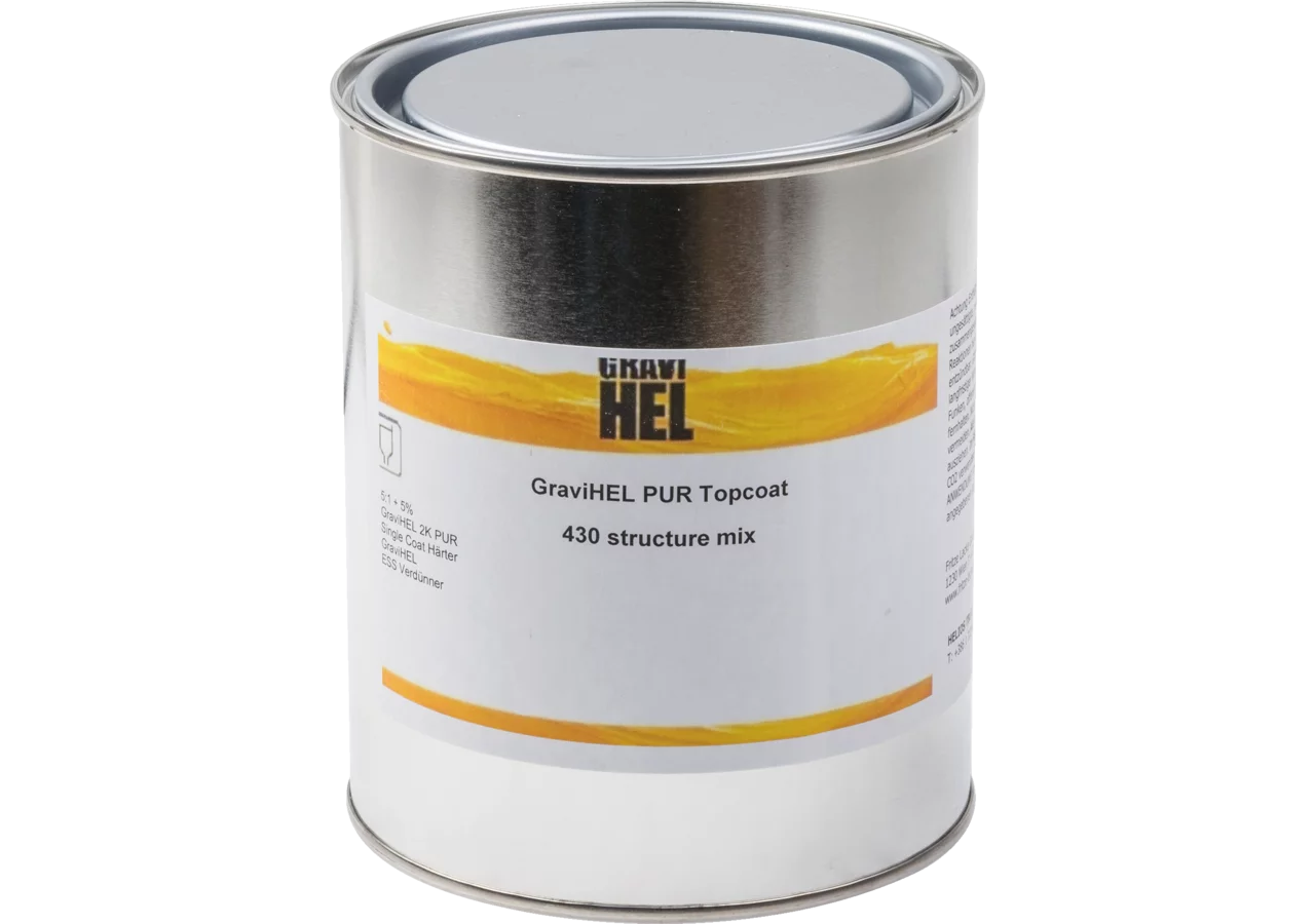 GRAVI HEL Strukturlack PUR Topcat 430 Black Schwarz RAL 9005, 1 kg GRAVI HEL