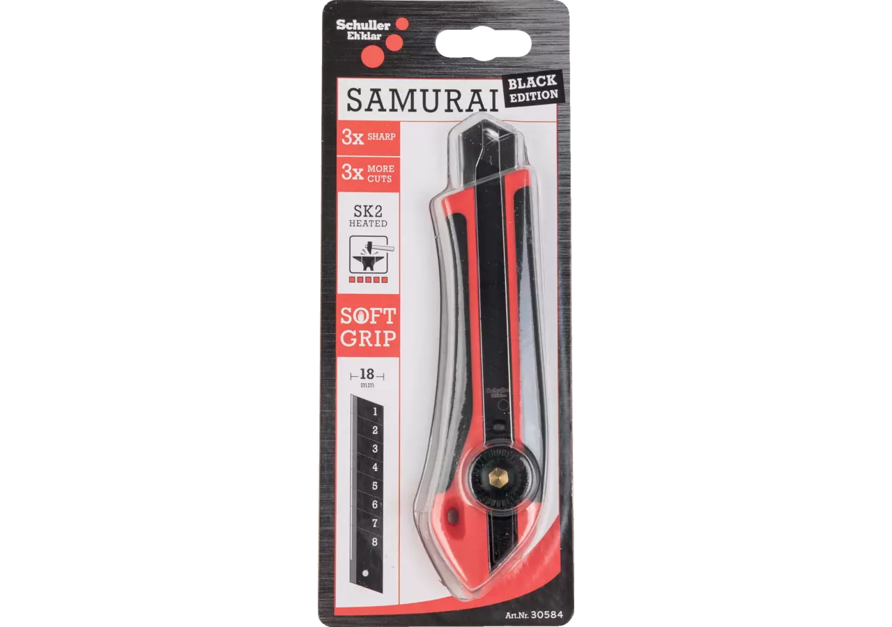 Universalmesser Samurai Secure Black 18 mm mit Feststellschraube GartenShop24 - Hochwertige Gartengeräte