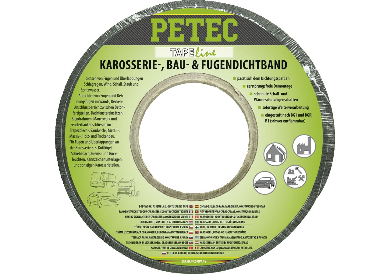 Fugendichtband schwarz, 15 x 5-12 mm x 5,6 m für Bau und Karosserie – passend für Bau und Karosserie PETEC