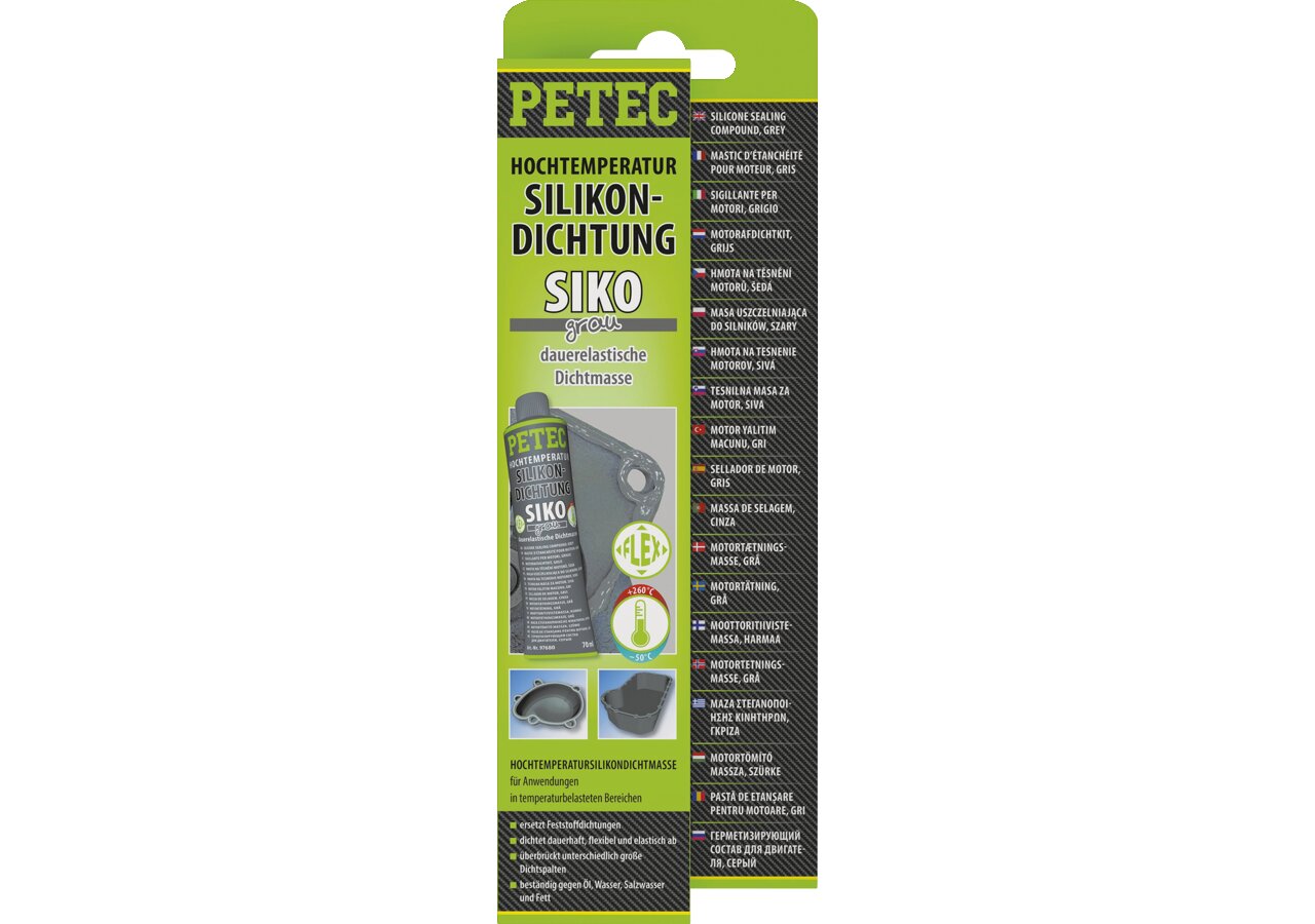 PETEC Hochtemperatur-Silikondichtung grau, 70 ml Tube PETEC
