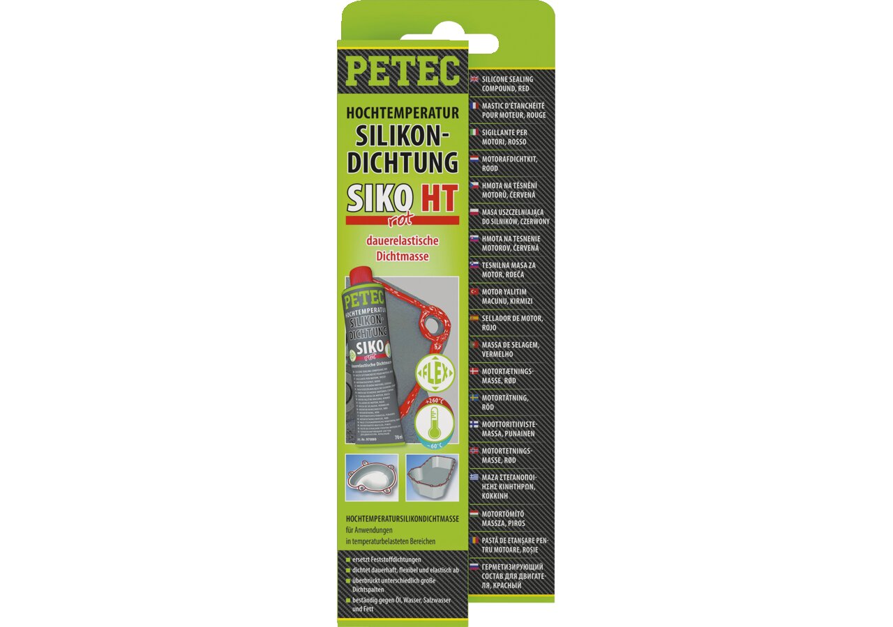 PETEC Hochtemperatur-Silikondichtung rot, 70 ml Tube PETEC