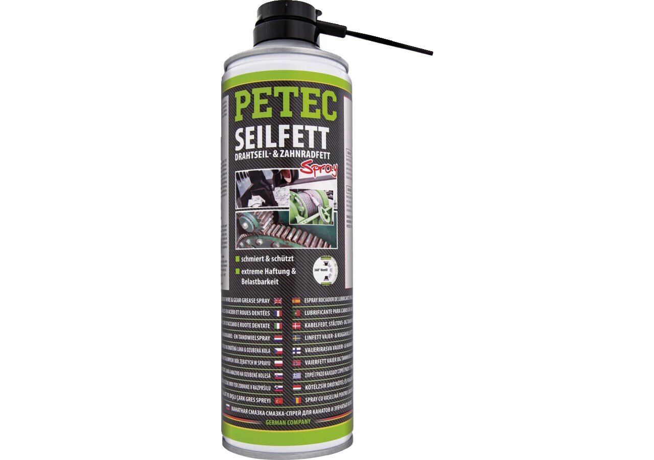 PETEC Seilfett Spraydose – Drahtseil- & Zahnradfett 500 ml PETEC