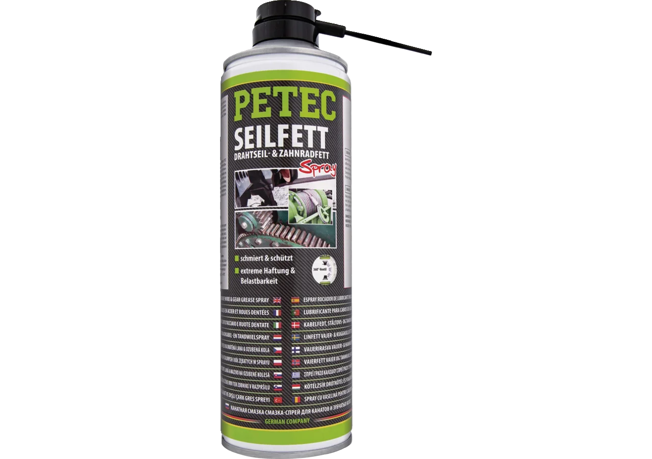 PETEC Seilfett Spraydose – Drahtseil- & Zahnradfett 500 ml PETEC