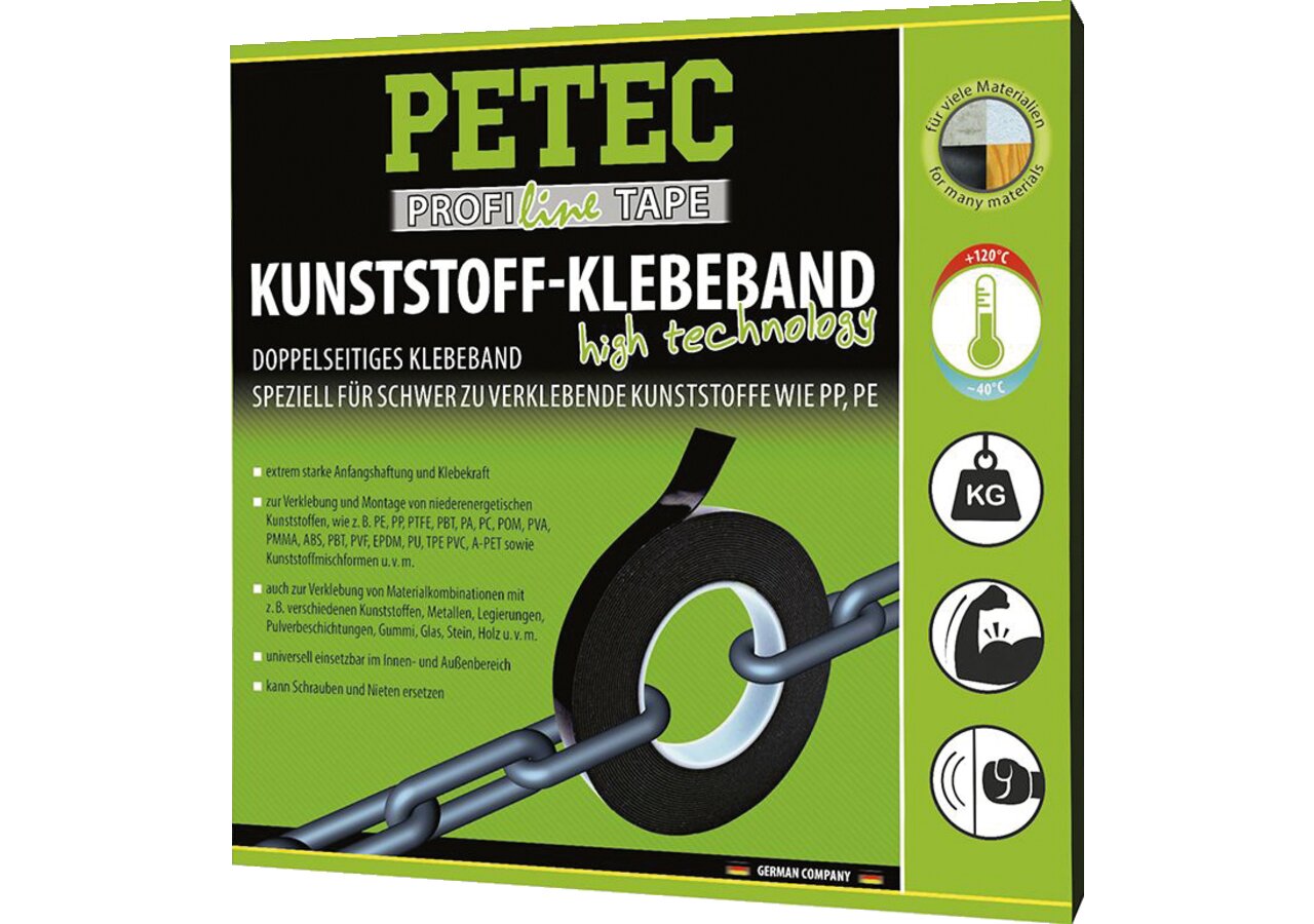 Kunststoffklebeband 19 x 1,1 mm x 10 m PETEC