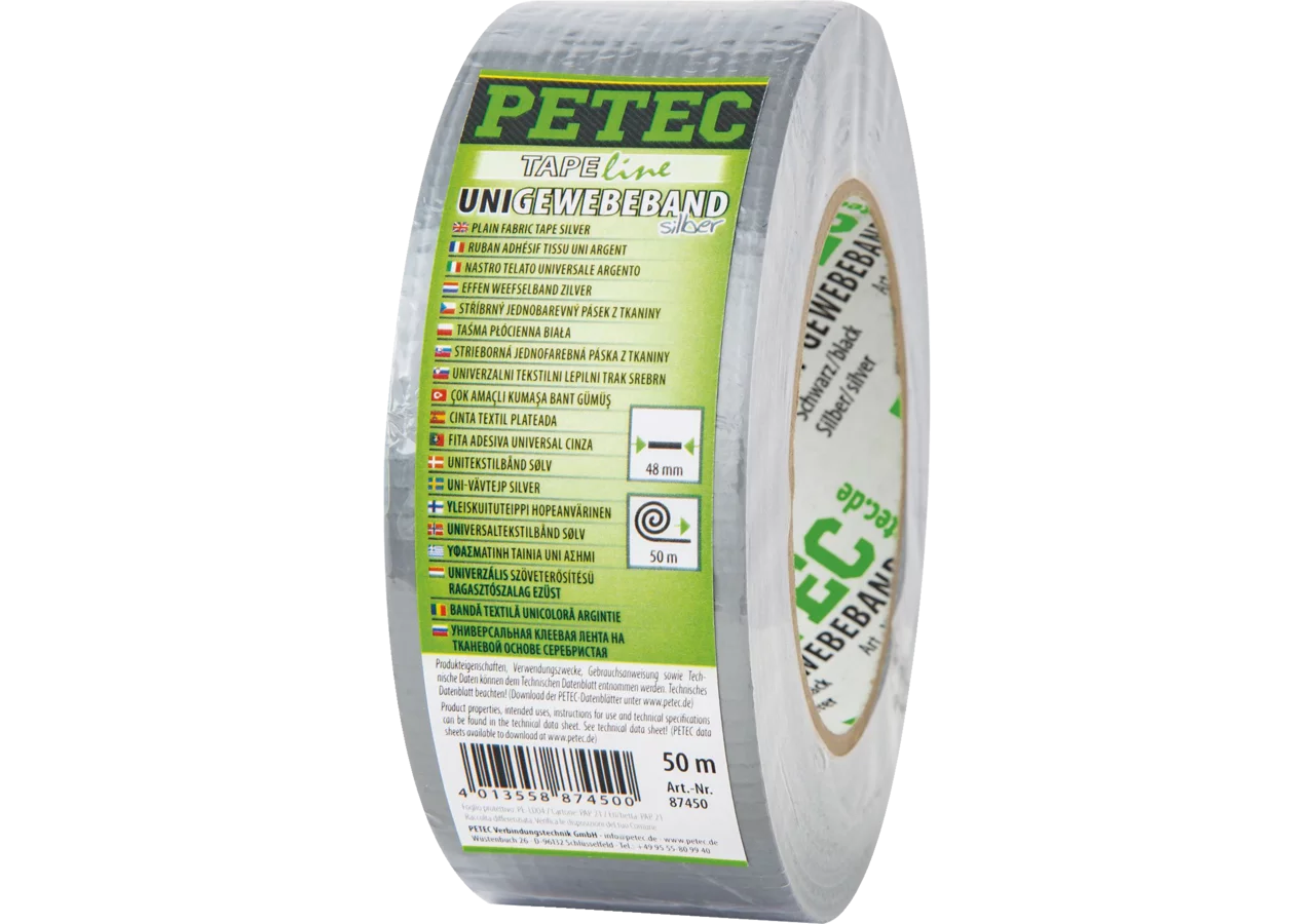 Gewebeband UNI silber, 48 x 0,16 mm x 50 m PETEC