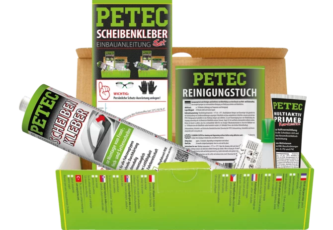 Scheibenkleber schwarz, Reparatur-Set PETEC