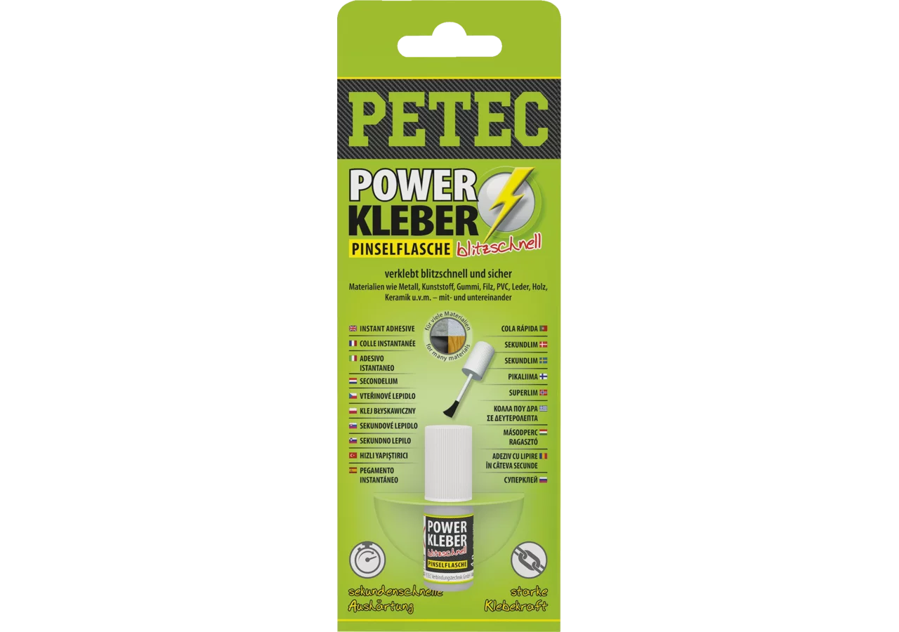 Sekundenklebstoff POWER Kleber, 4 g Pinselflasche PETEC