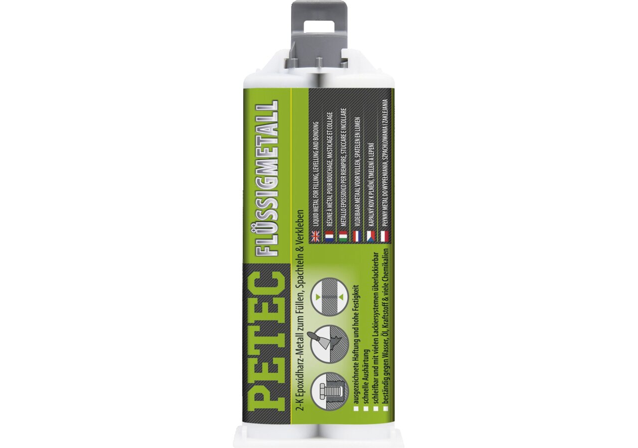 Flüssigmetall grau, 50 ml Doppelspritze ohne Mischrohr PETEC