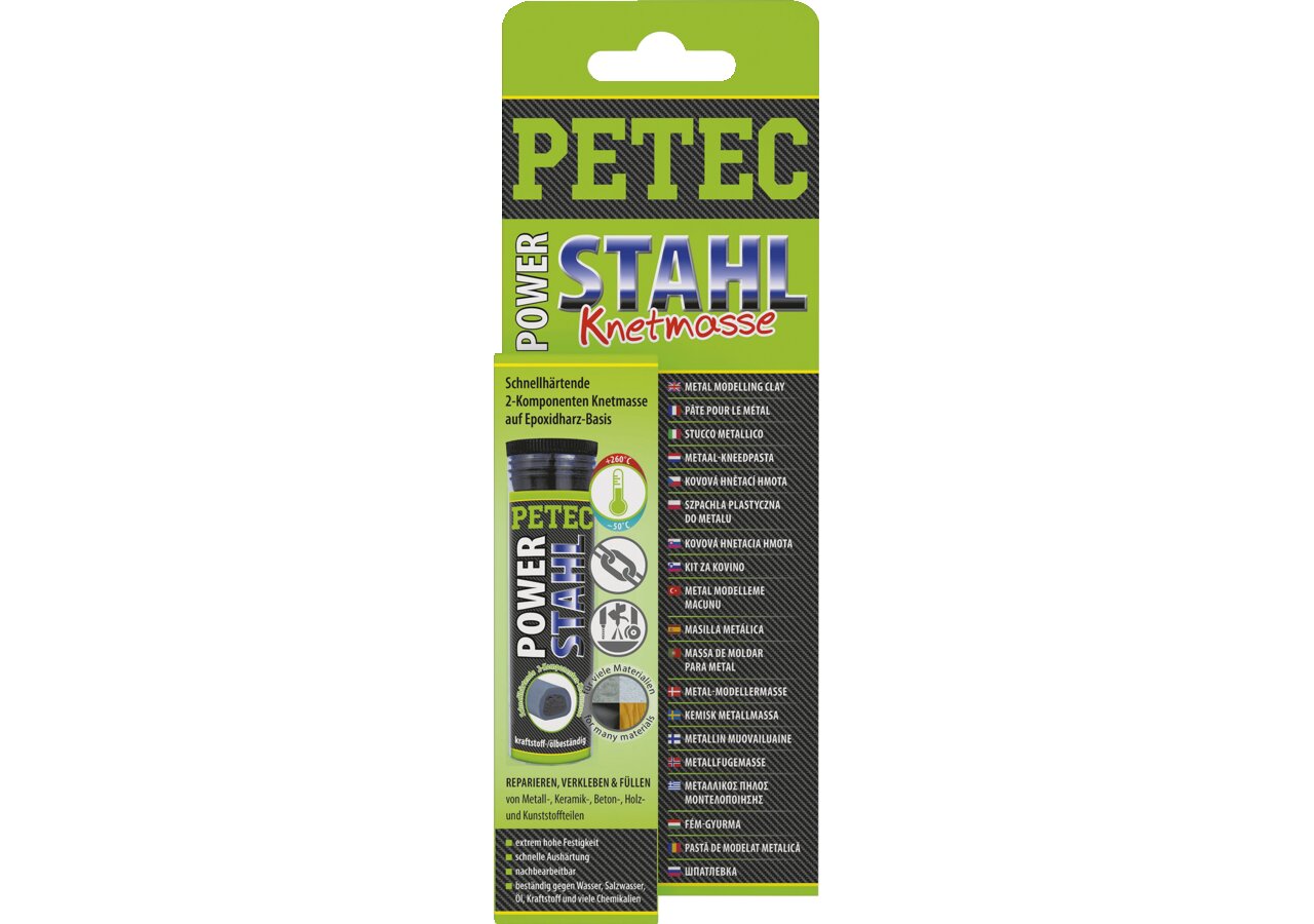 Kaltmetall POWER Stahl Knetmasse grau, 50 g PETEC