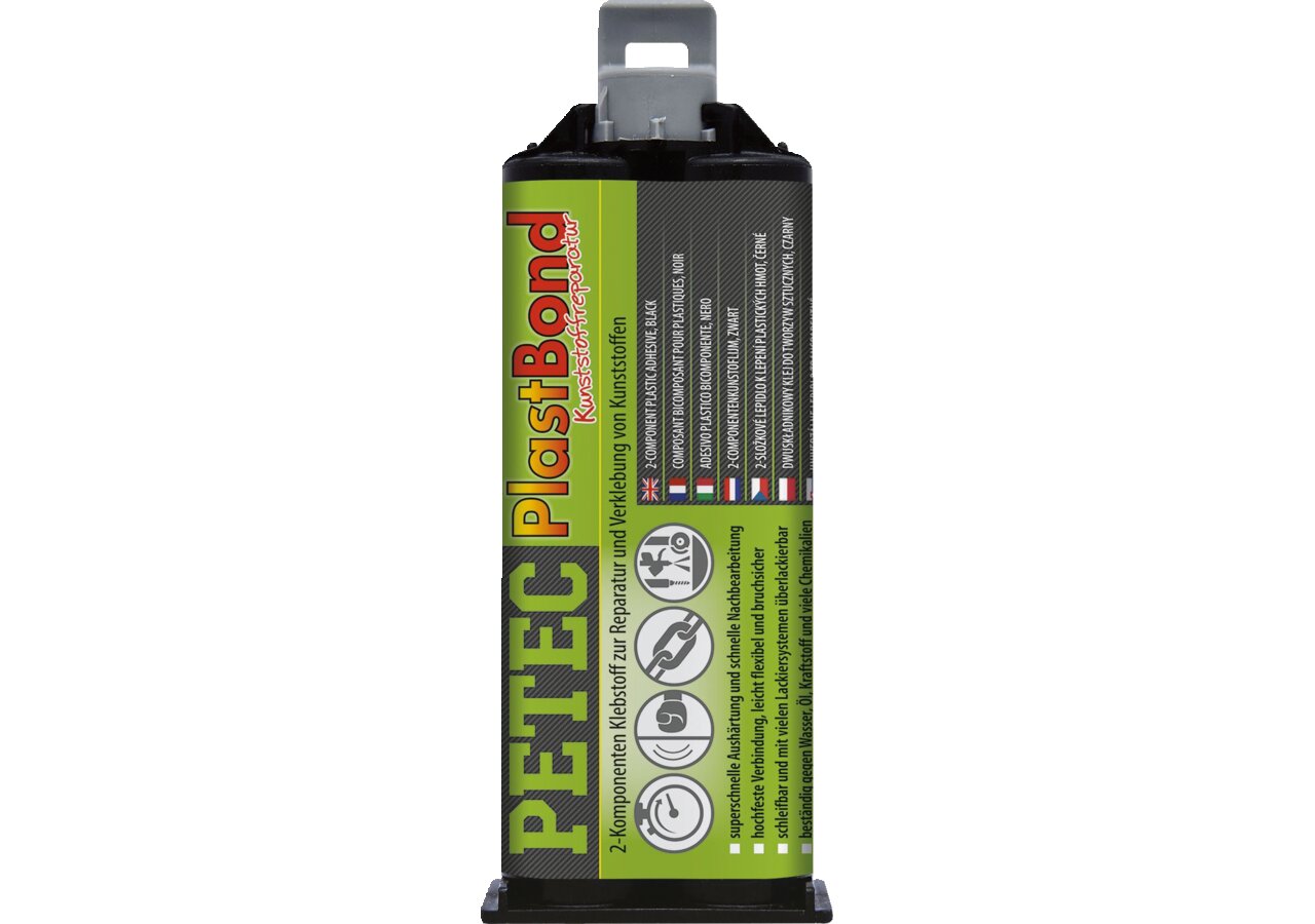 Kunststoffreparatur PlastBond schwarz, 50 ml Doppelkartusche ohne Mischrohr PETEC