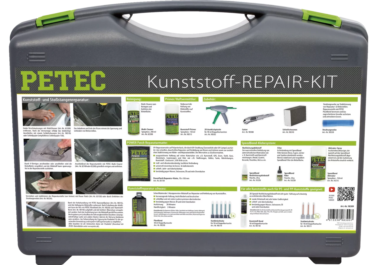 Kunststoffreparatur Hochleistungsklebstoff - REPAIR-KIT PETEC