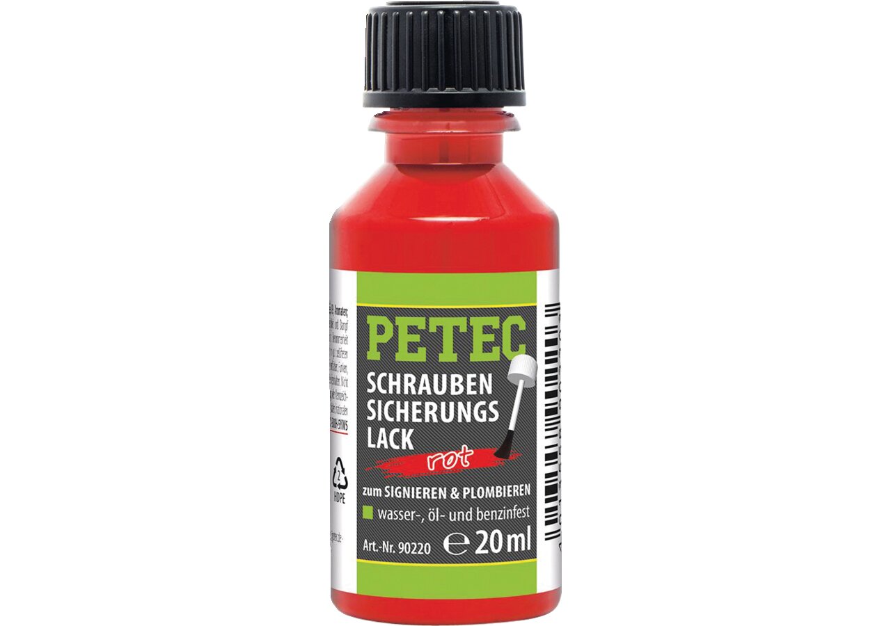 Schraubensicherungslack rot, 20 ml Pinselflasche PETEC