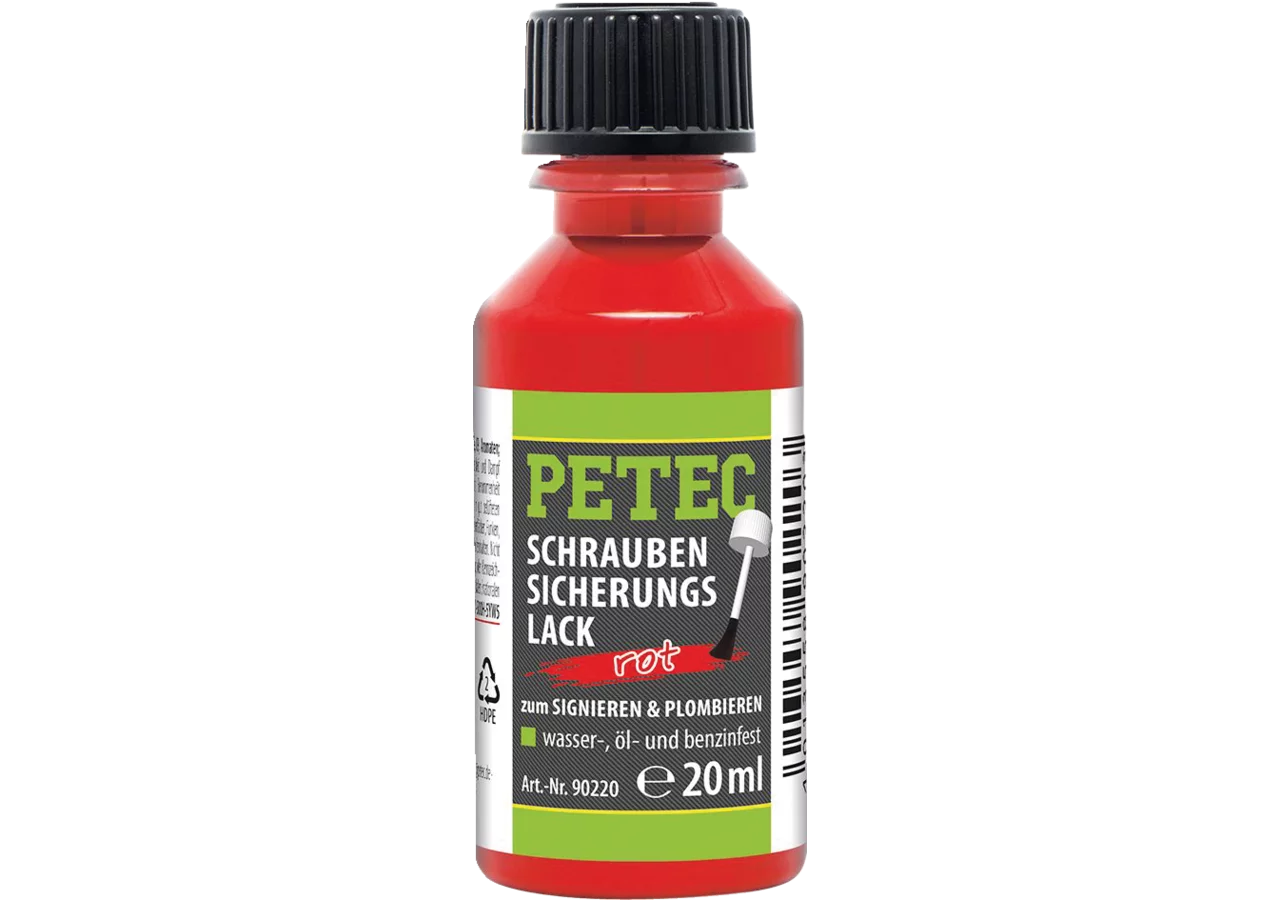Schraubensicherungslack rot, 20 ml Pinselflasche PETEC