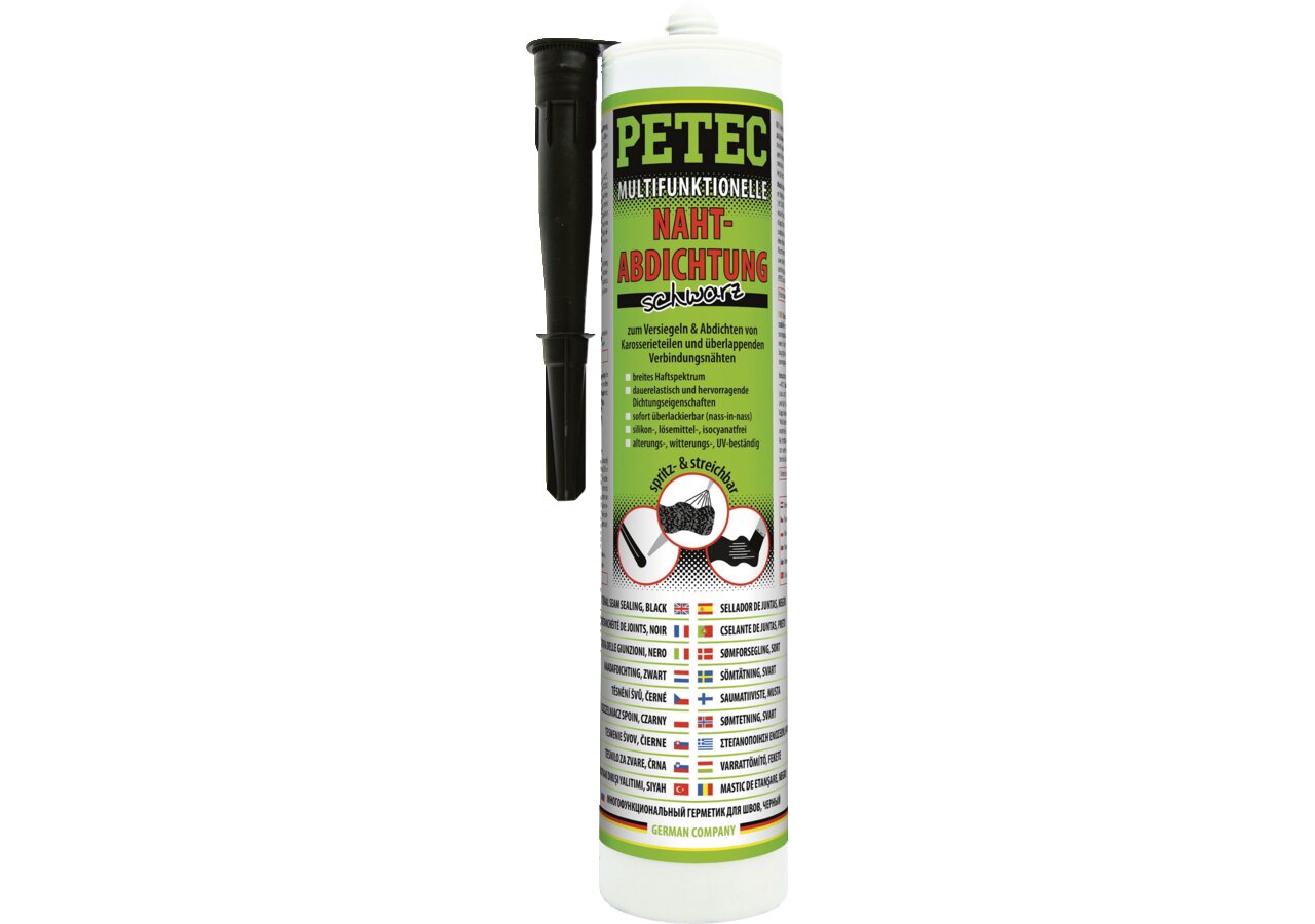 Karosseriedichtmasse Nahtabdichtung schwarz, 310 ml Kartusche spritz- und streichbar PETEC
