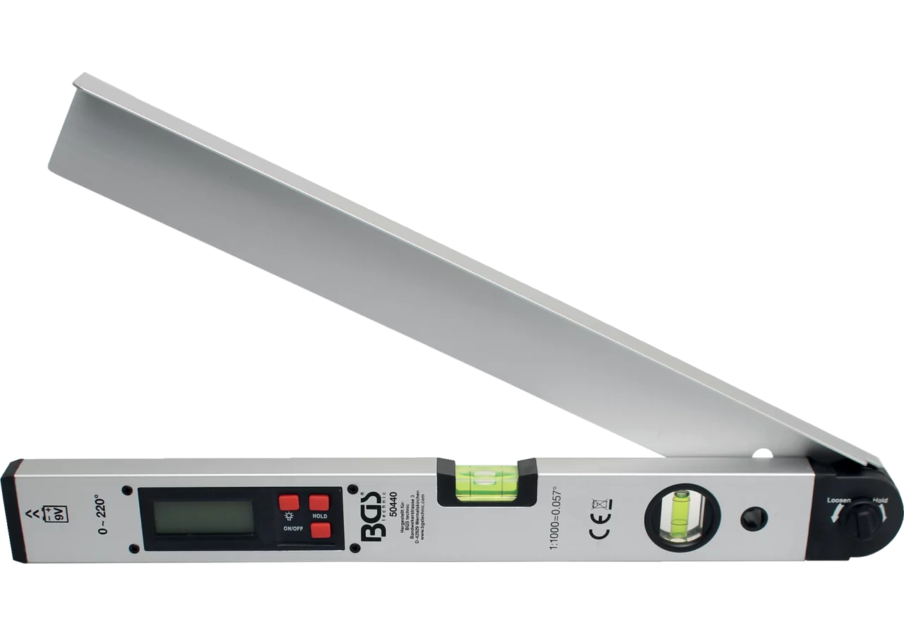 Wasserwaage mit digitalem LCD-Winkelmesser, L 450 mm BGS