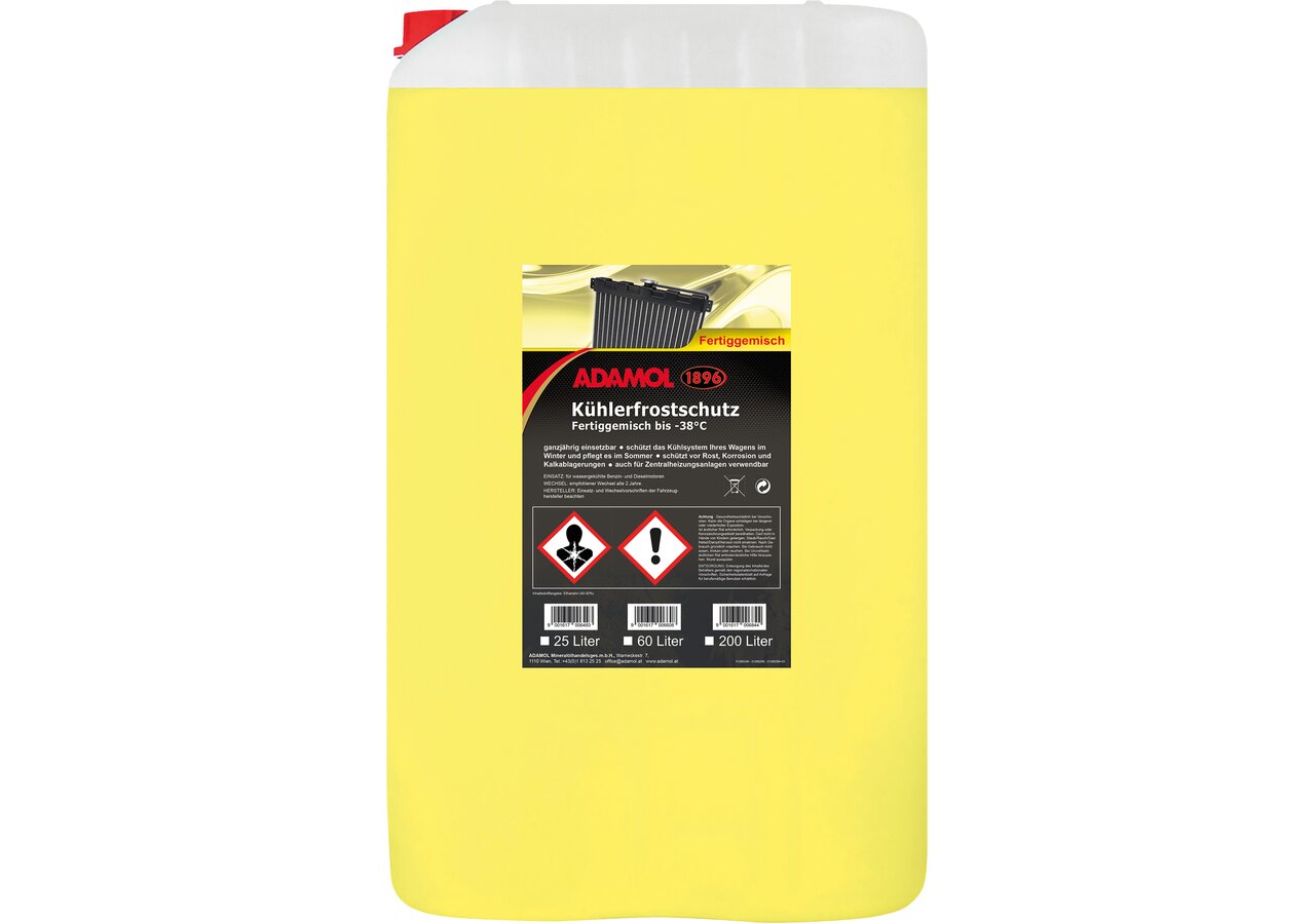 Kühlerfrostschutz Konzentrat 1:1 -38 Grad, 60 Liter Adamol