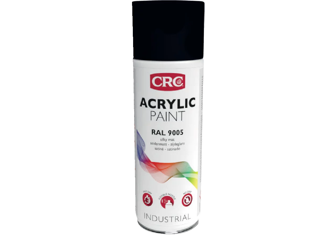 Acryllackspray Acrylic Paint RAL 9005 Tiefschwarz Seidenmatt, 400 ml Spraydose CRC
