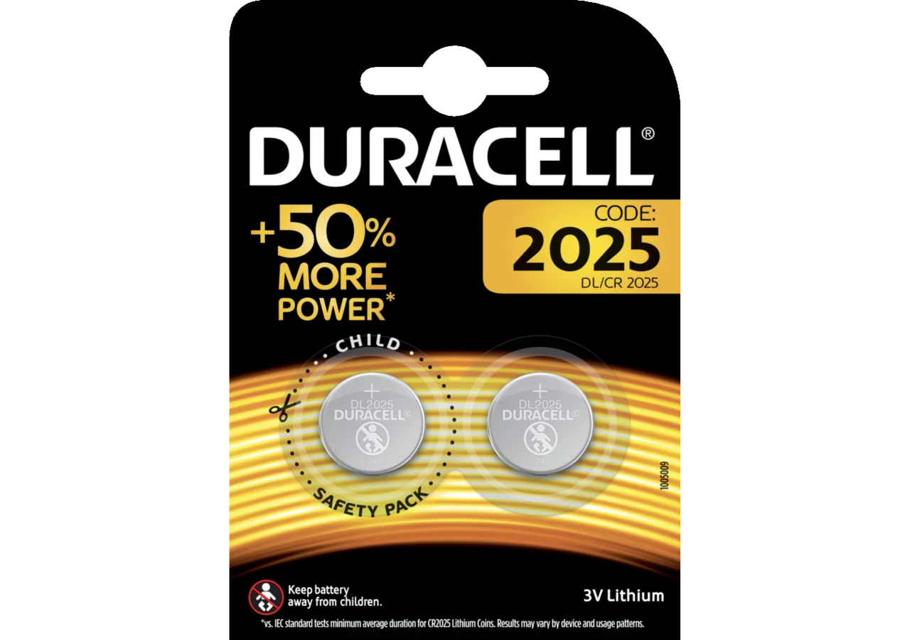 Knopfzelle Electronics 2025, CR 2025, 2 Stück Duracell