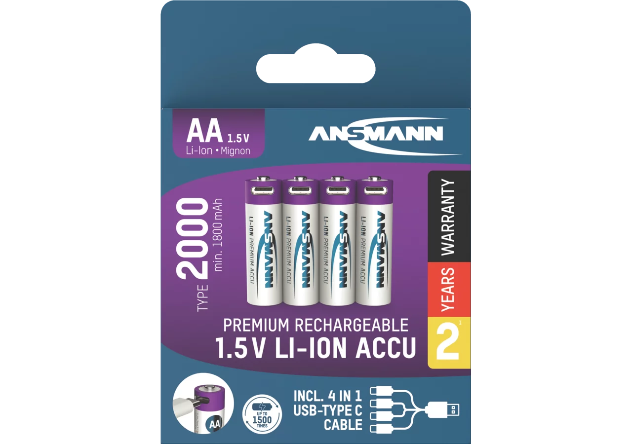 Akku Mignon AA, Li-Ion 1,5 V 2000mAh ANSMANN