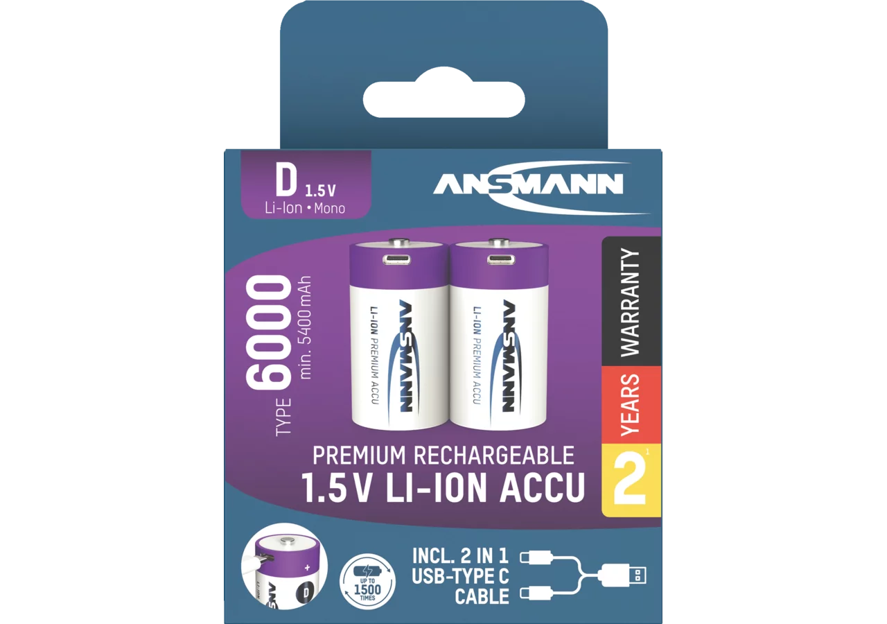 Akku Mono D, Li-Ion 1,5 V 6000 mAh ANSMANN