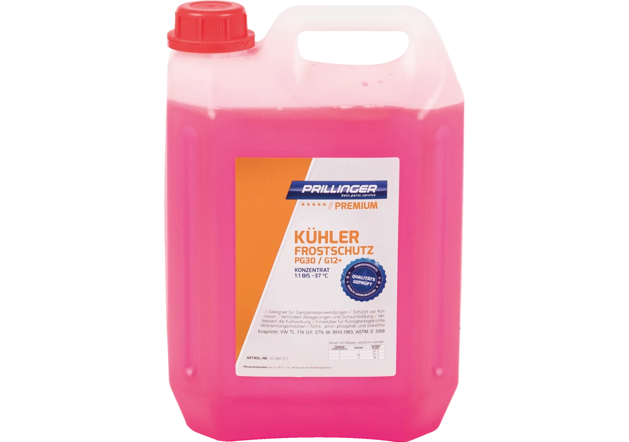Kühlerfrostschutz Konzentrat PG30 / G12+ 1:1 -37 Grad, 5 Liter Prillinger Premium