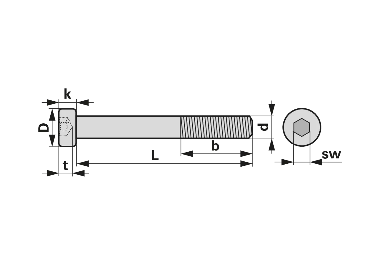 Zylinderschraube mit Innensechskant M8 x 40 mm, Güte 8.8 Stahl verzinkt, niedriger Kopf, DIN6912 GartenShop24