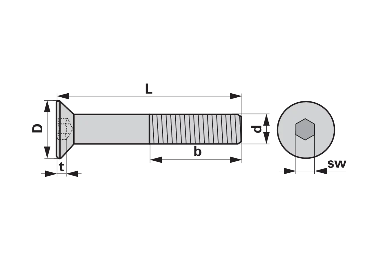 Senkkopfschraube mit Innensechskant M12 x 70 mm, Güte 8.8 Stahl verzinkt, DIN7991 GartenShop24