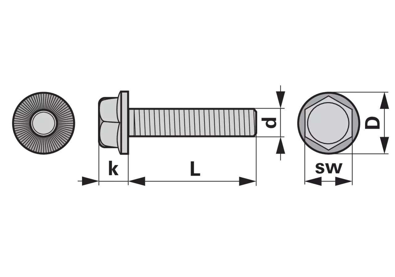 Sechskantschraube M8 x 25 mm, mit Sperr-Ripp unter dem Flansch, Güte 100 Stahl verzinkt, ISO88913 GartenShop24