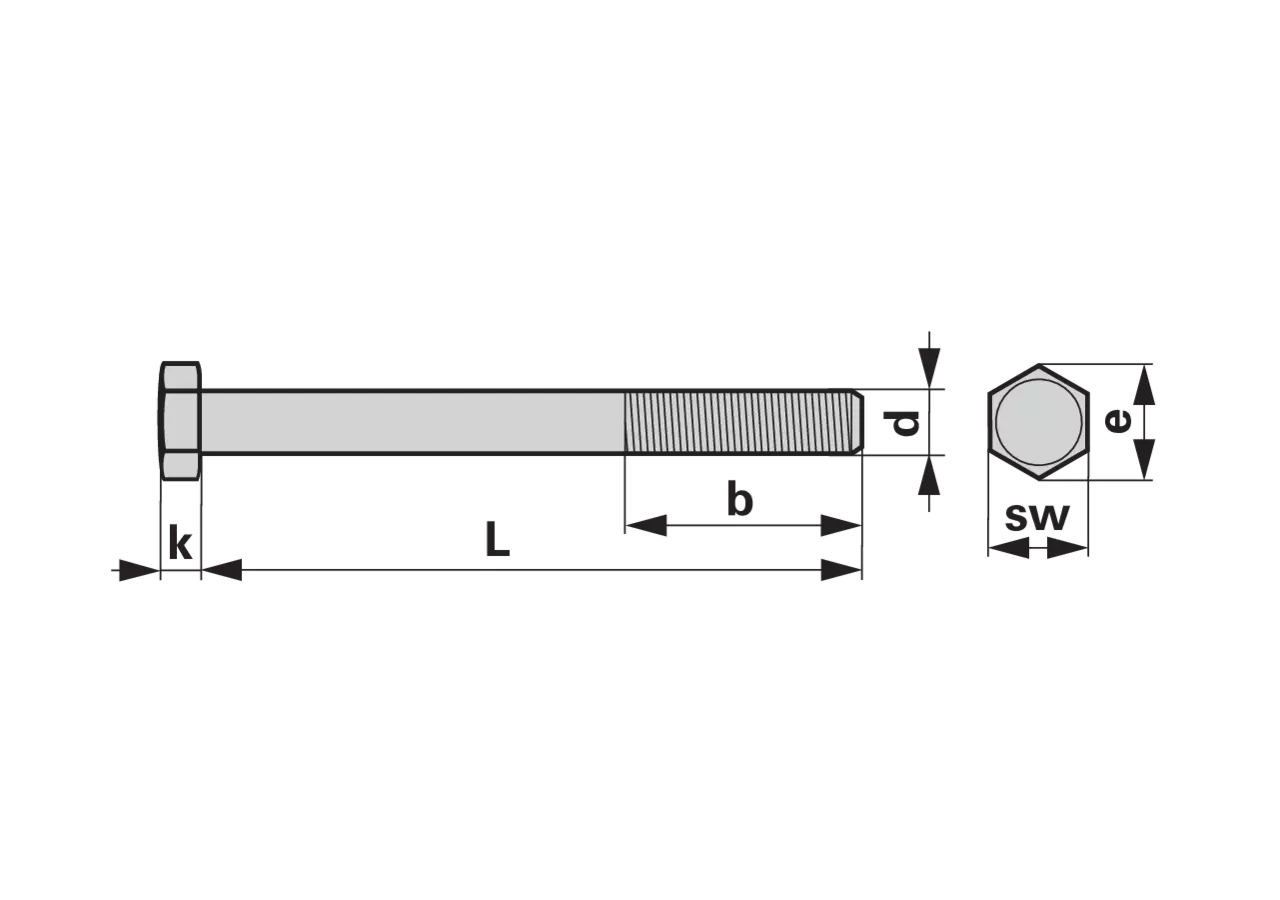 Sechskantschraube M8 x 50 mm, mit Schaft Güte 8.8, 100 Stück Stahl verzinkt, DIN931 GartenShop24