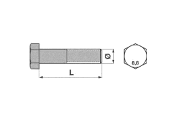 Sechskantschraube M16 x 80 mm, mit Schaft Güte 8.8, 25 Stück Stahl verzinkt, DIN931 GartenShop24