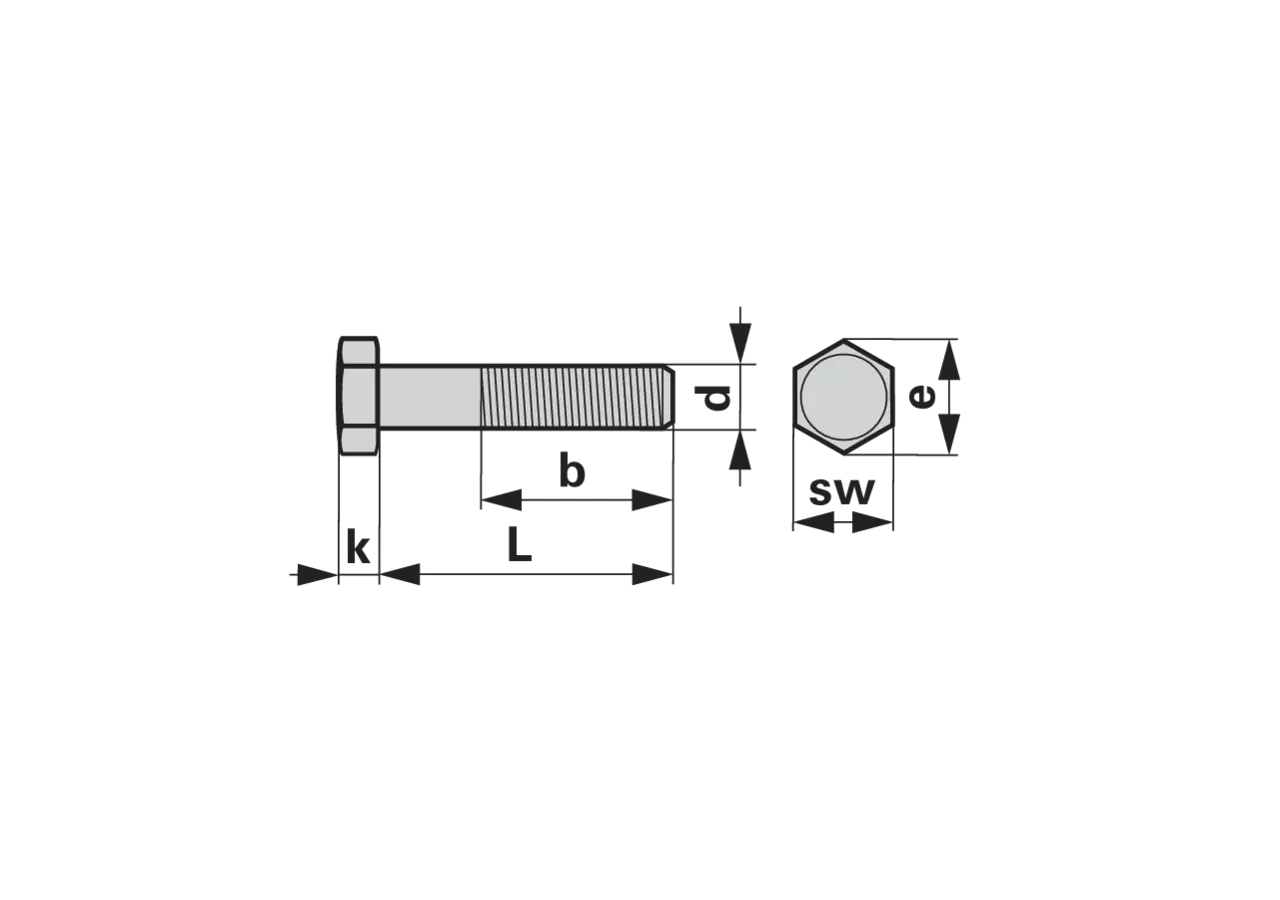 Sechskantschraube M6 x 40 mm, mit Schaft Güte 10.9 Stahl verzinkt, DIN931 GartenShop24
