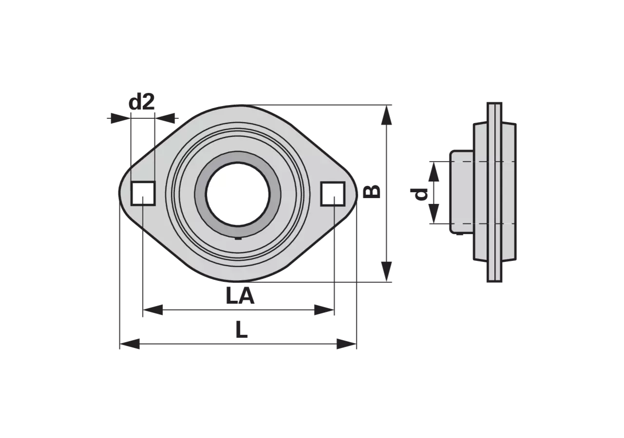 Flanschlager SBPFL 203 rechteckig, zweiloch, Gewindestift am Innenring GartenShop24