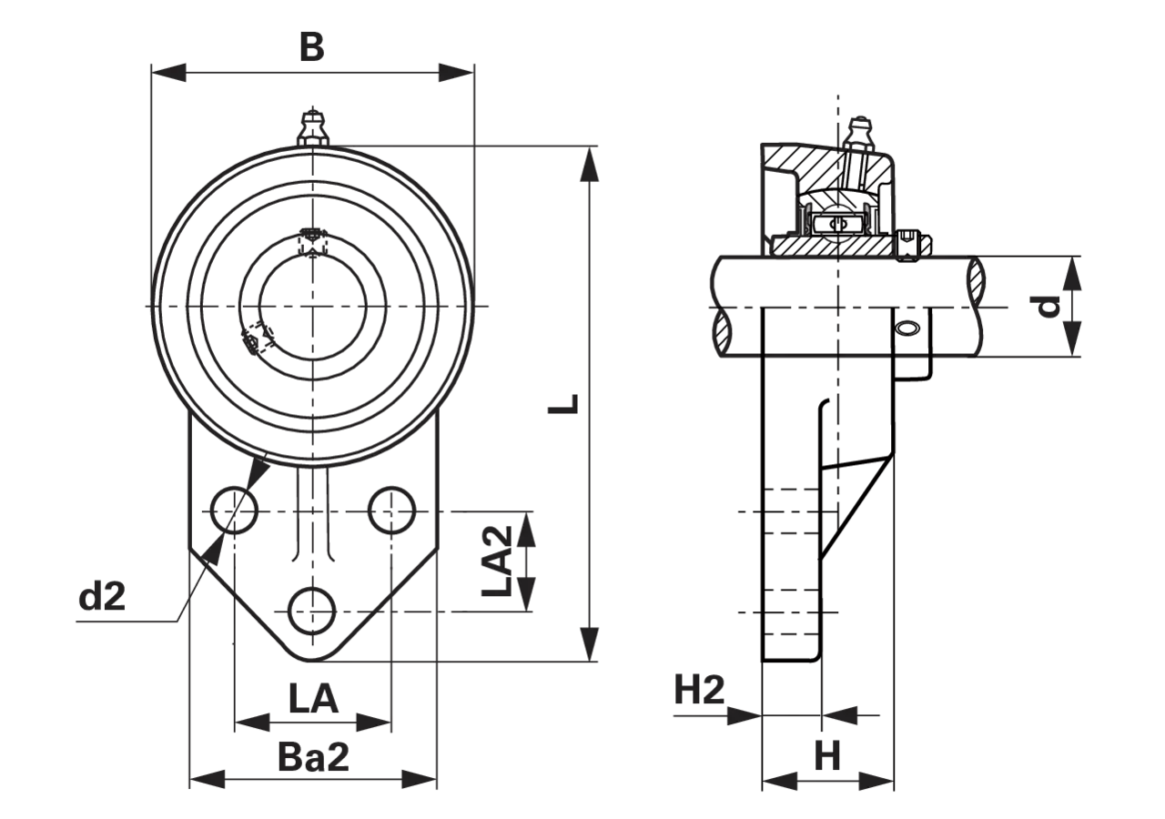 Flanschlager UCFB 204 rechteckig, dreiloch, Gewindestift am Innenring GartenShop24