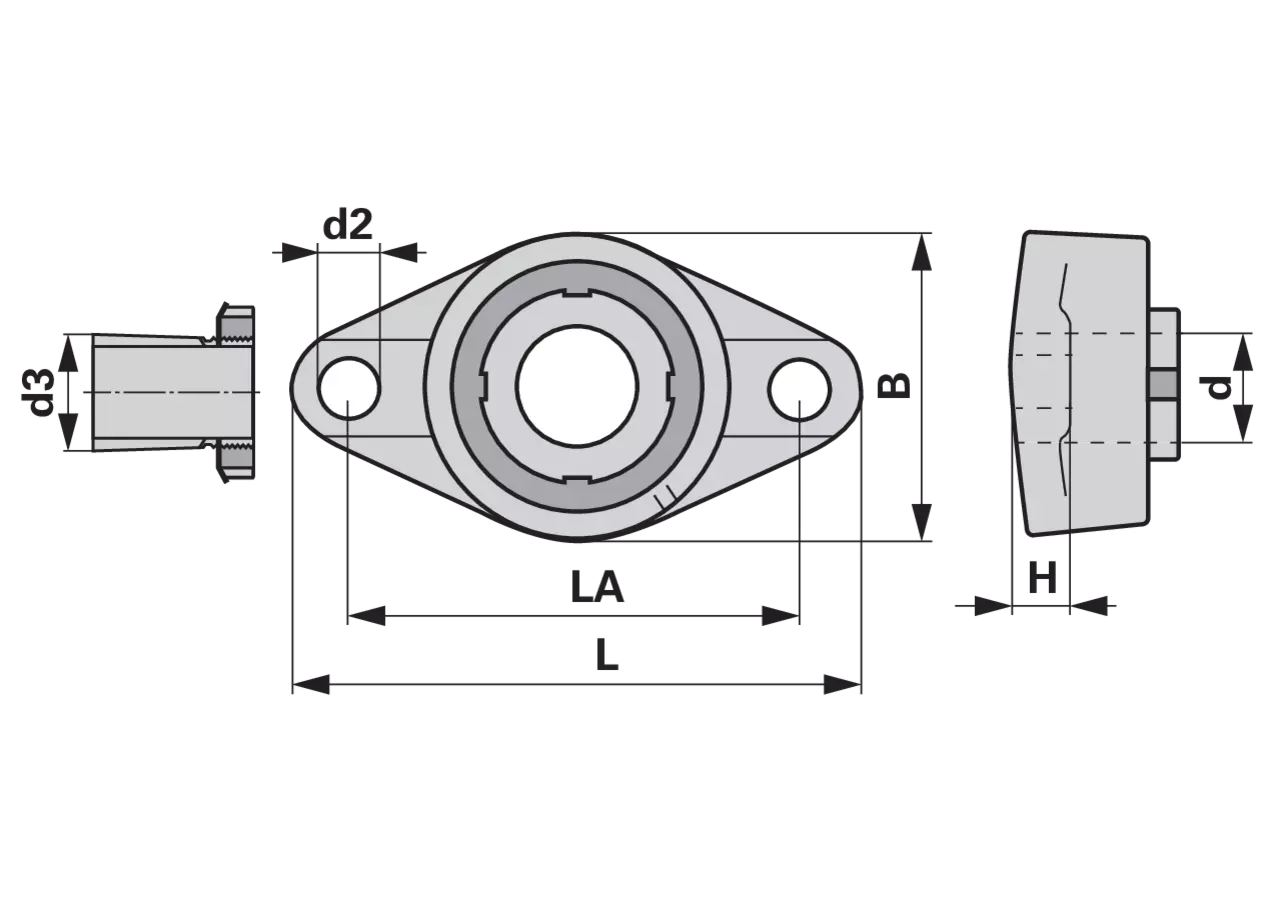 Flanschlager UKFL 212 Black-Series, rechteckig, zweiloch, mit Spannbuchse INA FAG