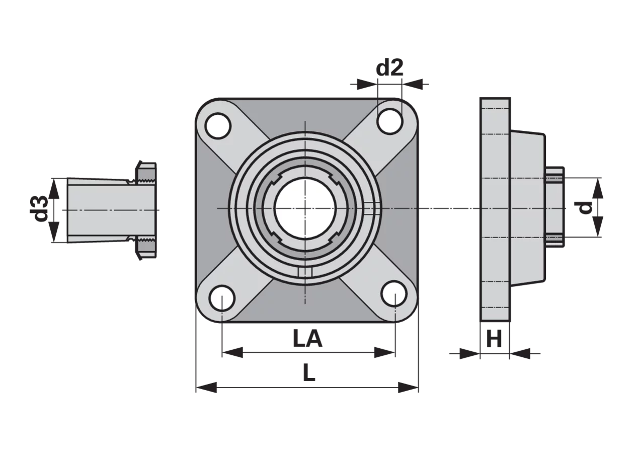 Flanschlager UKF 210 Black-Series, quadratisch, vierloch, mit Spannbuchse INA FAG