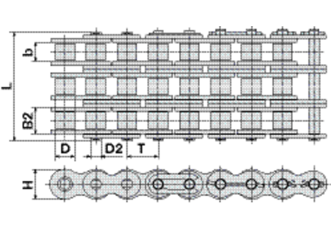 Rollenkette RexPro triplex, 10 B-3, 5 m DIN8187 Rexnord