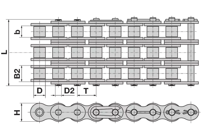 Rollenkette RexPro triplex, 12 B-3, 5 m DIN8187 Rexnord
