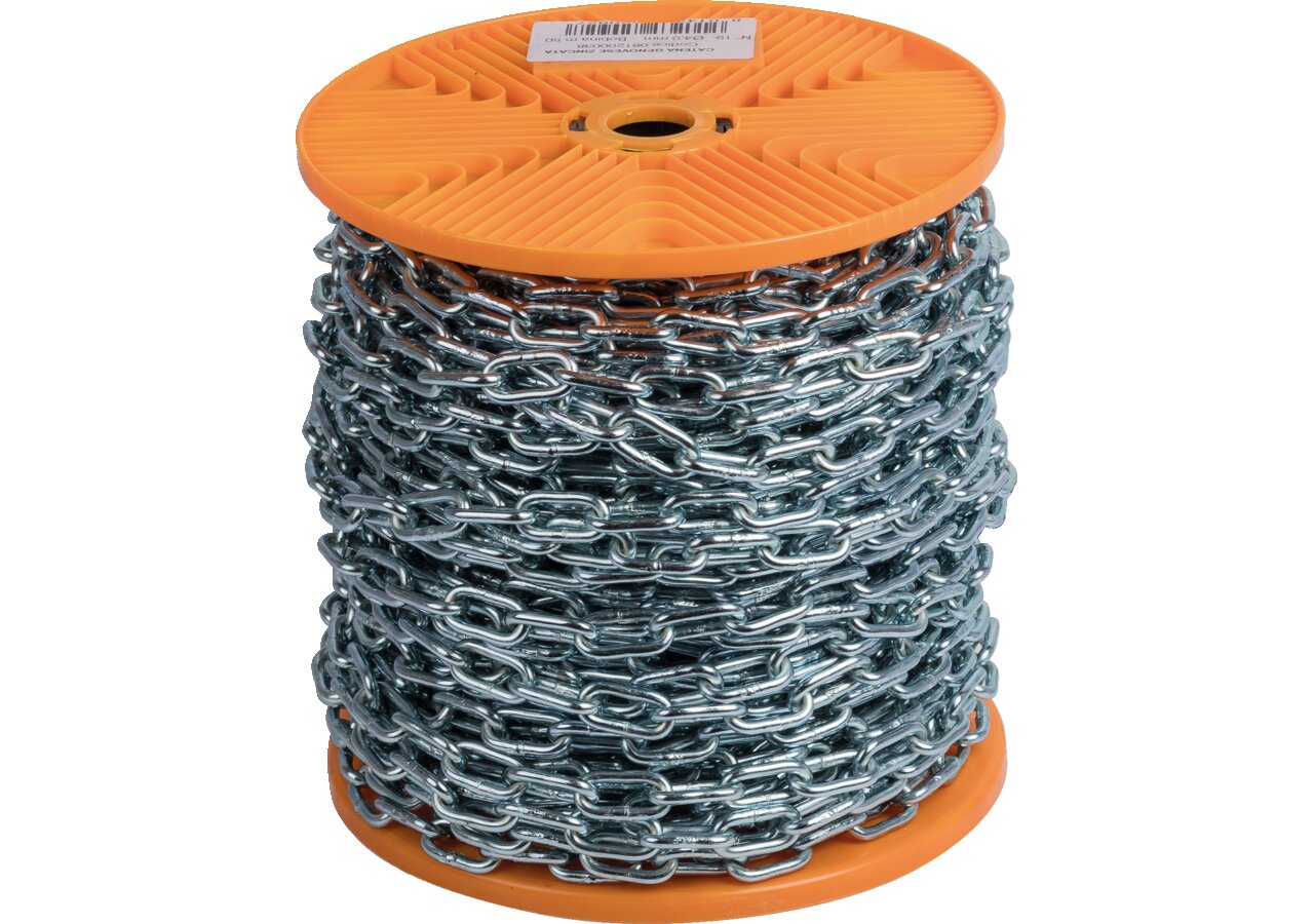 Normkette 3,8 x 21,5 x 14,4 mm, Rolle, langgliedrig, 50 m Stahl verzinkt Robur