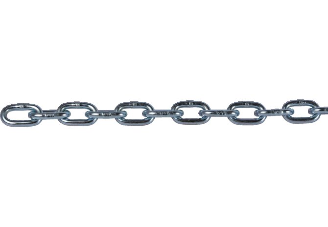 Normkette 3,8 x 21,5 x 14,4 mm, Rolle, langgliedrig, 50 m Stahl verzinkt Robur