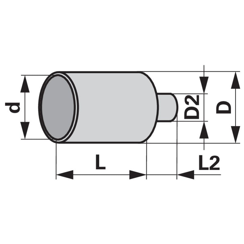 Endhülse Dm 12 x 15,4 mm, Blech abgesetzt gedreht, 10 Stück passend für Seil Dm 3,8 mm