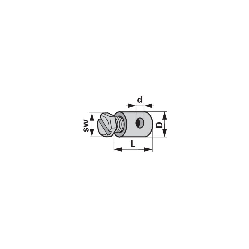Schraubnippel Dm 7,0 x 9,0 mm, mit Sechskantschraube, 10 Stück passend für Seilzug Dm 2,5 mm
