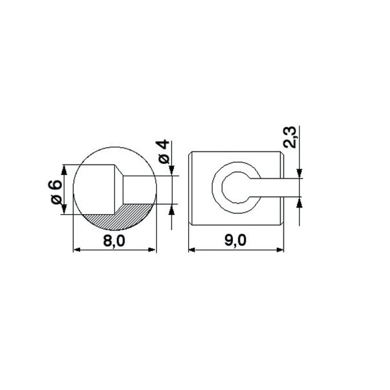 Lötquernippel Dm 8 x 8,9 x 6 mm, 10 Stück Messing, offen