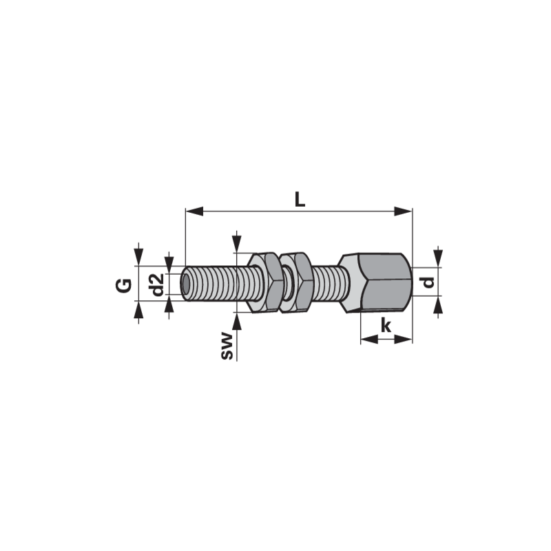 Stellschraube M6 x 40 x 6,3 mm, 10 Stück passend bis Seil Dm 2,9 mm