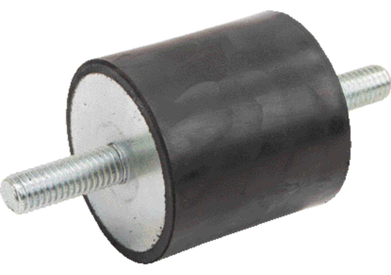 Gummi Metallpuffer Typ 1, Dm 25 x 10 mm, zylindrisch 2x Aussengewinde M6 x 18 mm GartenShop24
