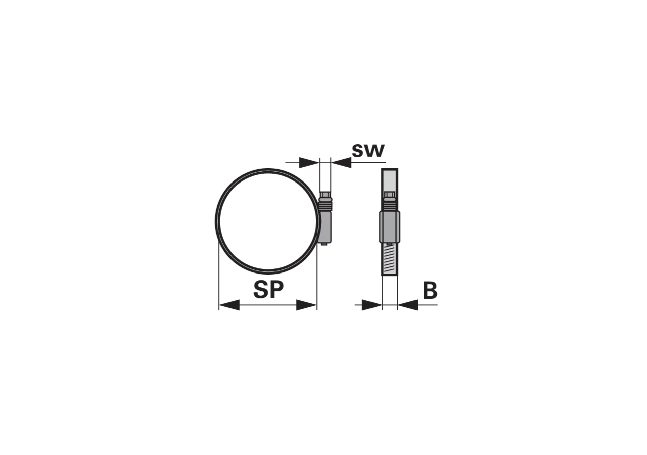 Schlauchklemme HKF 57 - 79 / 15,8 mm Stahl verzinkt W2 Breeze