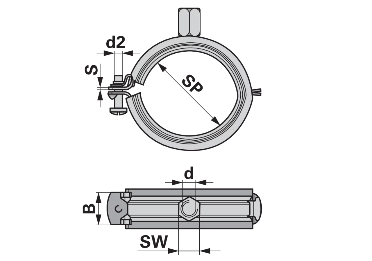 Gummigelenkrohrschelle mit Schnellverschluss, FGRS Universal Dm 38 - 45, M8/M10 Fischer